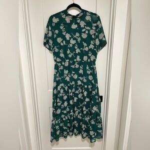 Lulu's Teal and White Floral Midi Dress